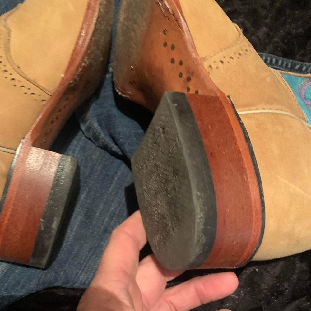 Wood Soled Teal Cowboy Boots